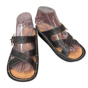 ALEGRIA Black Leather Bar-601 Sandal with Butterfly Buckle Size 35 (US 5-5-1/2)